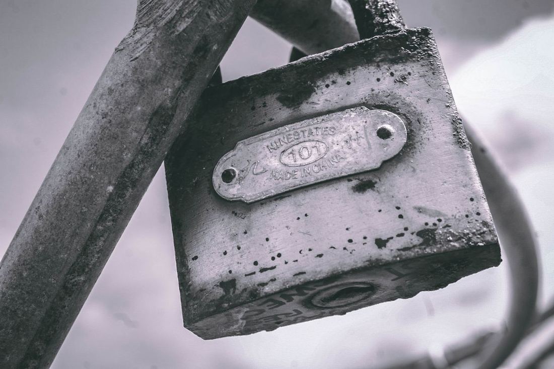 Secured padlock on a container